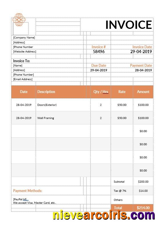 Exterior Design Invoice